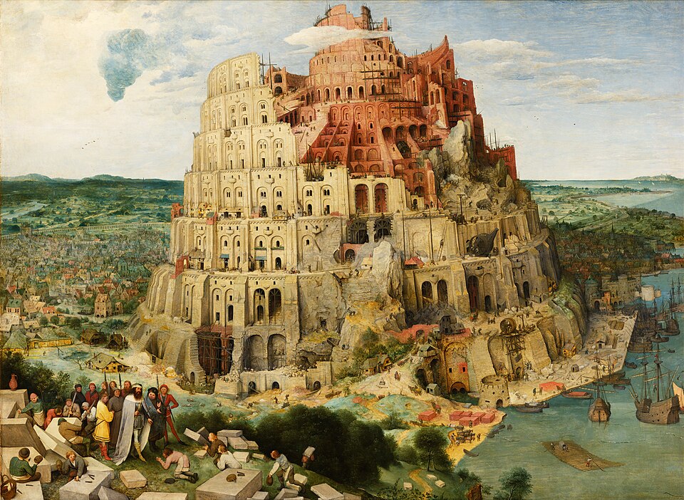 Tableau de Pieter Bruegel l’Ancien : le roi Nemrod visite le chantier de la tour de Babel